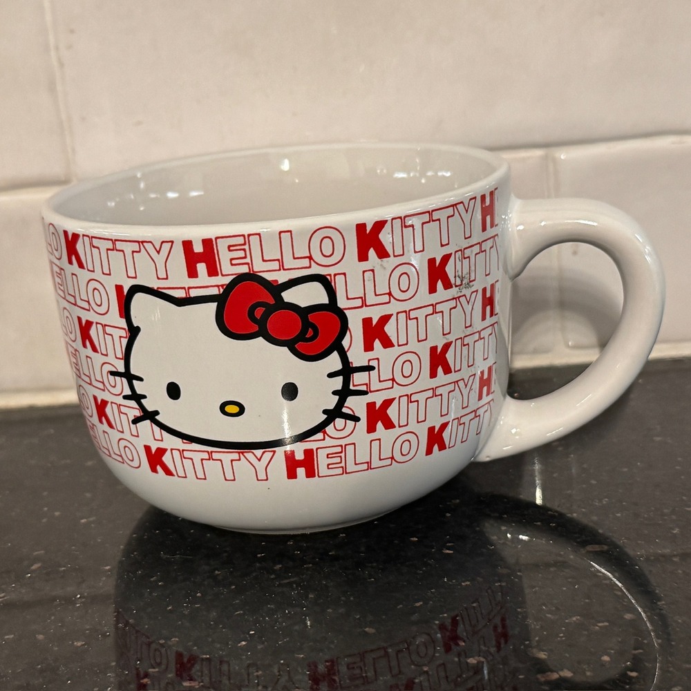 Sanrio Hello Kitty 24oz Ceramic Soup Mug Red White Licensed Cup Bowl 2021